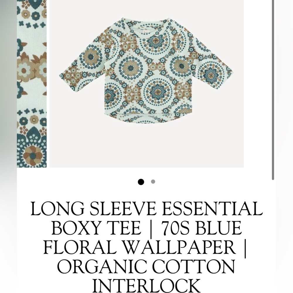 Long sleeve boxy tee shirt  blue floral wallpaper nwt stargazer